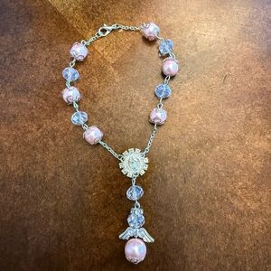 Pink Beaded Angel Rosary bracelet - Women's Jewelry